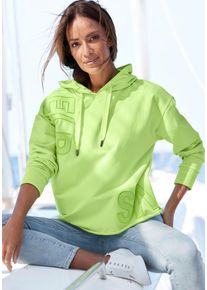 ELBSAND Hoodie ELGIN met logo-borduurwerk, losse hoodie van elastische katoen dames truien met capuchon maat L groen