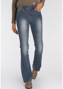 Arizona Bootcut jeans Shaping elastische pasvorm, bootcut-pasvorm, used-wassing, hoge taille dames jeans maat 17 blauw