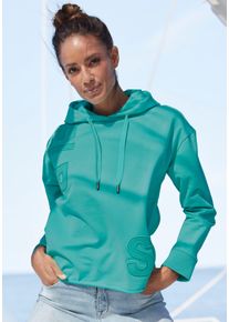 ELBSAND Hoodie ELGIN met logo-borduurwerk, losse hoodie van elastische katoen dames truien met capuchon maat L blauw
