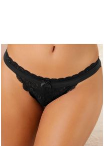 Lascana String Guilietta van fijne, gebloemde kant dames strings maat 32/34 zwart