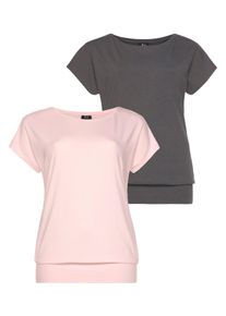 H.I.S. H.I.S T-shirt Gemaakt van viscose Korte mouwen, sportieve pasvorm, in 2-pack, ook in grote maten (Set van 2) dames tops maat 40/42 grijs