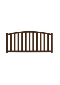 Zaun, Aluminium, Holzoptik Braun, Nussbaum Dekor, Modell Ansfelden, flexible Befestigungssysteme, Zaunelement individuell konfigurierbar