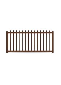 Zaun, Aluminium, Holzoptik Braun, Eiche dunkel Dekor, Modell Steyr, flexible Befestigungssysteme, Zaunelement individuell konfigurierbar