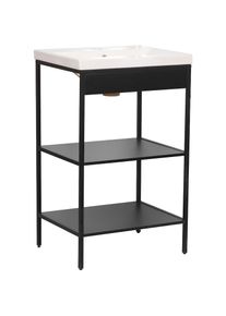 Welltime , Waschbeckenunterschrank »Lodi«, (1 St.), Badezimmerregal mit 2 offenen Fächern - (B/T/H) 51/40/80 cm , Schwarz