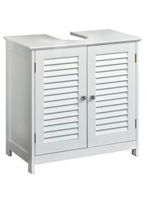 Saphir , Waschbeckenunterschrank »Quickset 928 Unterbeckenschrank in Weiß mit 2 Türen«, Waschbeckenschrank mit Siphonausschnitt, 60 cm breit, ohne...