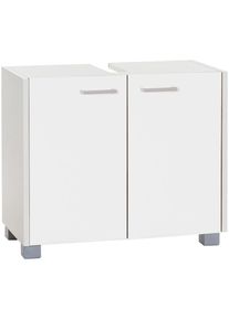 Schildmeyer , Waschbeckenunterschrank »Laif, Breite 59 cm«, Siphonausschnitt, Hochwertige Metallbeschläge , weiß/weiß