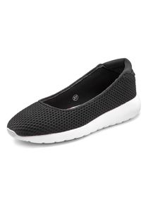 Lascana , Ballerina »Freizeitschuh, Slipper, Halbschuh, «, zum Reinschlüpfen, leichte Mesh-Optik VEGAN , schwarz , 42 , 42 , Bequemer Sneaker im...