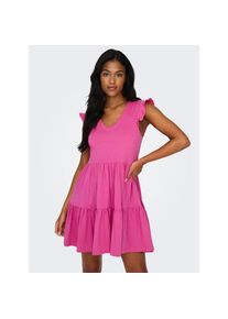 Only , Jerseykleid »ONLMAY CAP SLEEVES FRILL DRESS« Sommerkleid , Raspberry Rose , N-Gr , L (40) -N-Gr , L (40) , Hergestellt aus 100% Baumwolle...