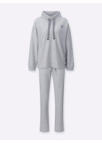 Hajo Dames Huispak in grijs gemêleerd ,maat 36/38, Witt, 54% Katoen, 45% Polyester, 1% Elastan. Broek: 62% Katoen, 38% Polyester