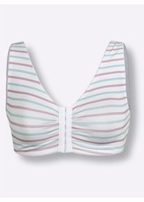 wäschepur Dames Bustier in wit/mauve/mint gestreept ,maat 36/38, Witt, 95% Katoen, 5% Elastan