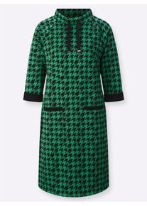 Dames Jerseyjurk met contrasterende accenten in grasgroen/zwart gedessineerd ,maat 38, WITT, 62% Polyester, 35% Viscose, 3% Elastan