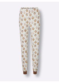 wäschepur Dames Pyjama in bruin/ecru geprint ,maat 36/38, Witt, 100% Katoen