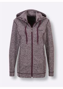 Dames Shirtjasje met in wijdte verstelbare capuchon in bordeaux gemêleerd ,maat 36/38, Witt, 88% Polyester, 12% Elastan