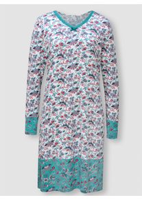 wäschepur Dames Nachthemd in ecru/oceaan bedrukt ,maat 36/38, Witt, 50% Katoen, 50% Viscose