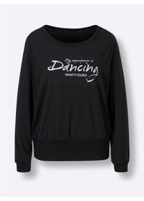 Dames Functioneel shirt met print voor in zwart/wit ,maat 36/38, Witt, 95% Polyester, 5% Elastan