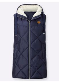 Dames Gilet met capuchon en fleecevoering in marine ,maat 38, WITT, 100% Polyester. Wattering: 100% Polyester. Capuchonvoering: 100% Polyester