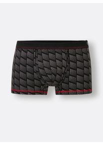 Heren Broek in grijs gemêleerd + antraciet gemêleerd + zwart bedrukt ,maat 6, Witt, 80% Katoen, 20% Polyester