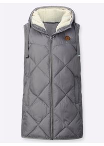 Dames Gilet met capuchon en fleecevoering in grijs ,maat 38, WITT, 100% Polyester. Wattering: 100% Polyester. Capuchonvoering: 100% Polyester