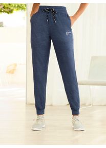 Dames Functionele broek met pasvormpas achter in donkerblauw gemêleerd ,maat 36/38, Witt, 92% Polyester, 8% Elastan