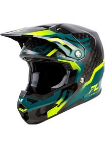 Fly Racing Formula S Carbon Byte, motocross helmet , color: Carbon/Petrol/Neon-Yellow , size: M