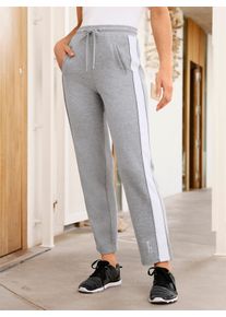 Dames Vrijetijdsbroek van vormvast interlock in grijs gemêleerd ,maat 36/38, Witt, 88% Katoen, 12% Polyester