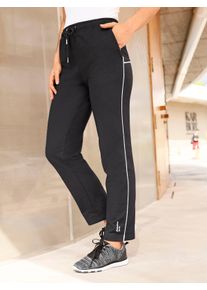 Dames Vrijetijdsbroek met pasvormpas achter in zwart/wit ,maat 18/19, Witt, 60% Katoen, 40% Polyester