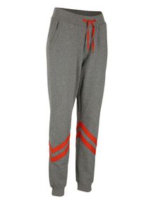 Dames Vrijetijdsbroek met contraststreep in grijs gem&ecirc;leerd ,maat 36/38, Witt, 50% Katoen, 50% Polyester