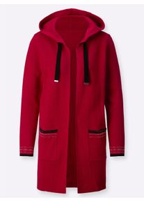 Dames Lang vest met print achter in rood ,maat 36, WITT, 50% Katoen, 50% Polyacryl