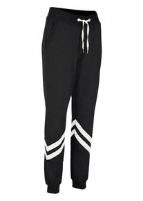 Dames Vrijetijdsbroek met contraststreep in zwart/wit ,maat 36/38, Witt, 50% Katoen, 50% Polyester