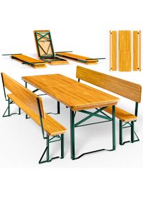 Casaria Mesa con bancos de madera 170x70x76cm plegables con respaldo