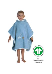 Wörner Wörner , Badeponcho »Dinofamilie«, (1 St.), GOTS, Biobaumwolle, Poncho, Baden, Kapuze, maschinenwaschbar , stahlblau