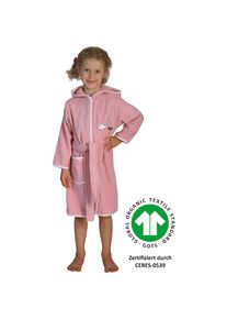 Wörner Wörner , Kinderbademantel »Dinofamilie«, (1 St.), GOTS, Biobaumwolle, mit Stickerei, Kapuze, Tasche, Dinosaurier , rosa , 98/104