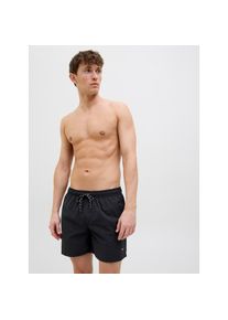 Jack & Jones Jack & Jones, Herren, Badeshorts &raquo;JPSTMAUI Badeshort mit elastischem Bund und normalem Schnitt&laquo; unifarben, modisch, slim fit, Polyester, Black, N-Gr, 