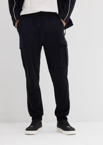 Cargobukse i fleece-kvalitet Regular Fit, svart, størrelse 60/62 (XXL), bonprix