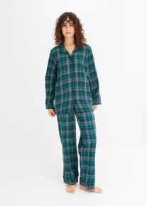 Pyjamas i flanell, grønn, størrelse 40/42 (M), bonprix