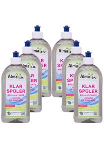 AlmaWin Rinse Aid, Dishwasher Rinse Aid, Natural Rinse Aid, 6 x 500 ml