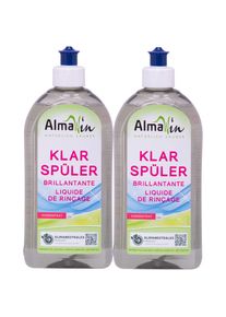 AlmaWin Dishwasher Rinse Aid, Natural Rinse Aid, 2 x 500 ml, Eco Friendly Rinse Aid