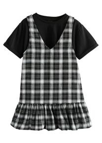 next Set Mädchen schwarz Größe 98 Kariert