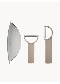 Zone Denmark Rustfrit st&aring;l sk&aelig;res&aelig;t Singles, s&aelig;t af 3 Beige Rustfrit st&aring;l S&aelig;t med forskellige st&oslash;rrelser