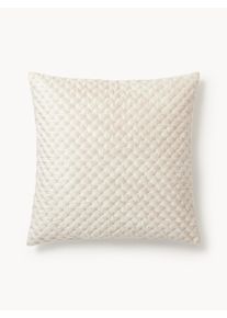 Poszewka na poduszkę z aksamitu Riko Biały Wł&oacute;kno syntetyczne, Aksamit, Tkanina S 80 x D 80 cm | Westwing Collection