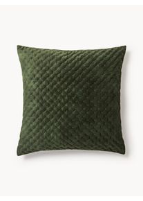 Poszewka na poduszkę z aksamitu Riko Zielony Wł&oacute;kno syntetyczne, Aksamit, Tkanina S 80 x D 80 cm | Westwing Collection