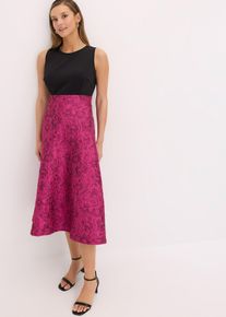 bonprix Mujer, Vestido midi con falda de jacquard brillante, azul, 38