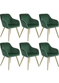 TecTake 6x Sedia Marilyn effetto velluto oro - verde scuro/oro - 404004