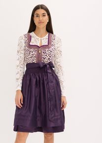 bonprix Femei Rochie dirndl cu șorț brodat (set/2 piese), mov, 36