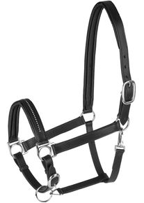 Star Diamond Lederhalfter, schwarz, Minishetty