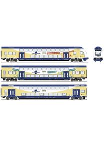 Roco 6220105 H0 3er-Set Doppelstockwagen der metronom 3er Set 2. Klasse DBpza 2. Klasse DBdpza Steuerwagen 1./2. Klasse