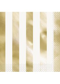 UNIQUE 16 tovaglioli Victoria Gold a strisce 33cm (3er Multipack)