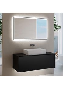 neoro n60 Meuble bas l: 120 cm, 1 tiroir, vasque blanche, avec miroir éclairé,, BN0944WH+BN0757BM+BN0017MI,