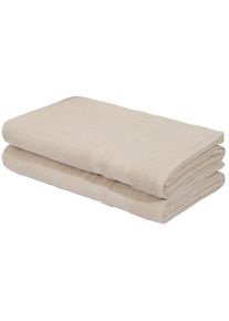 my home , Saunatuch »Vanessa 2x 80x200cm«, (Set, 2 St., 80x200), Handtücher mit Bordüre, 100% Baumwolle, einfarbig, weich , creme , B/L: 80 cm x...