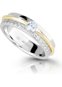 Modesi, Ring, Bicolor silver ring with zircons M16023 - Circuit: 54 mm, (54)